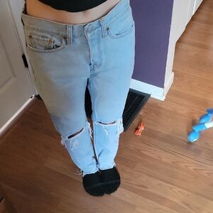 Men's Light Blue Distressed Jeans